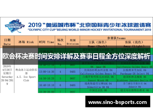 欧会杯决赛时间安排详解及赛事日程全方位深度解析